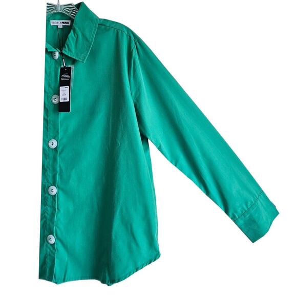 FASHION NOVA Women's M Shirt Kelly Green Button Up Long Sleeve NEW NWT - Picture 6 of 10